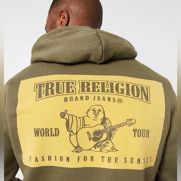 True Religion World Tour Long Slv Cotton Blend Graphic Fleeceback Fullzip Hoodie - Picture 6 of 16